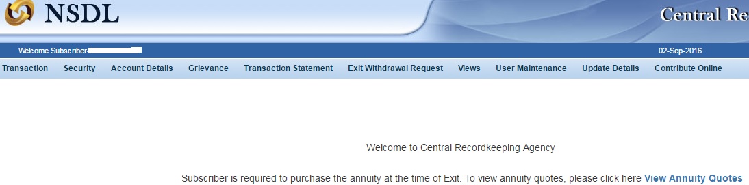 NPS How to exit forms Central Government State Government CRA eNPS 1
